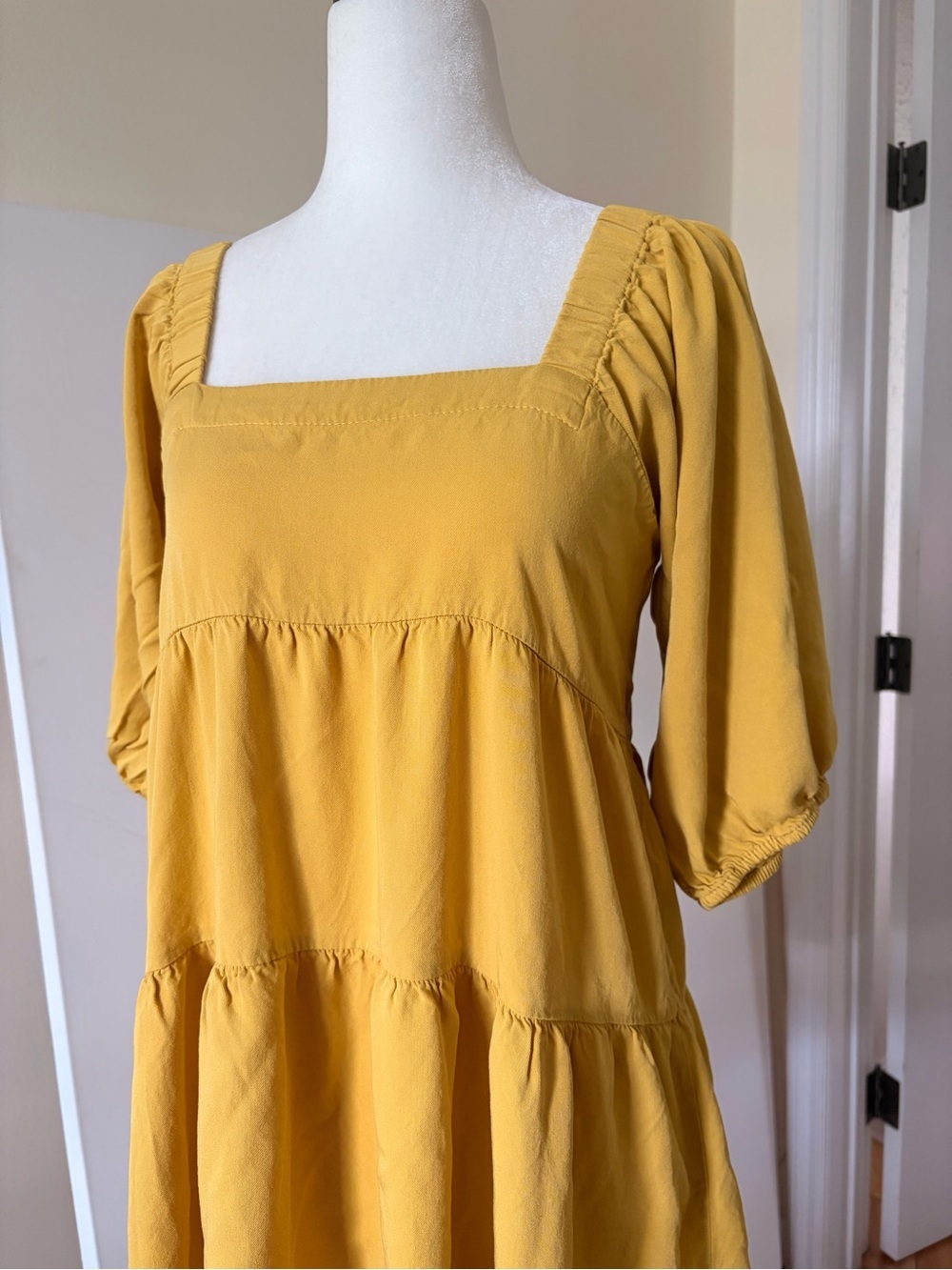 🌸 3/$50: Yellow Mini Tiered Mini Dress with Sleeves